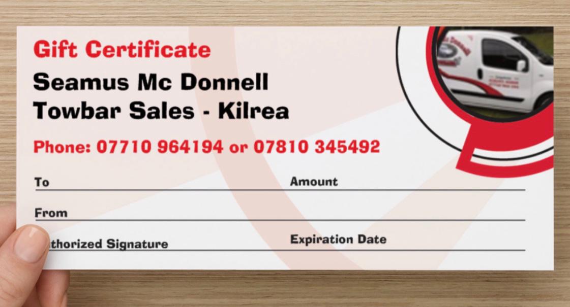 Seamus Mc Donnell Towbars Gift Voucher